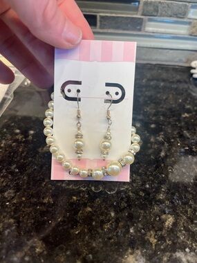 Element Ivory Pearl and Rhinestone Dangle Earrings